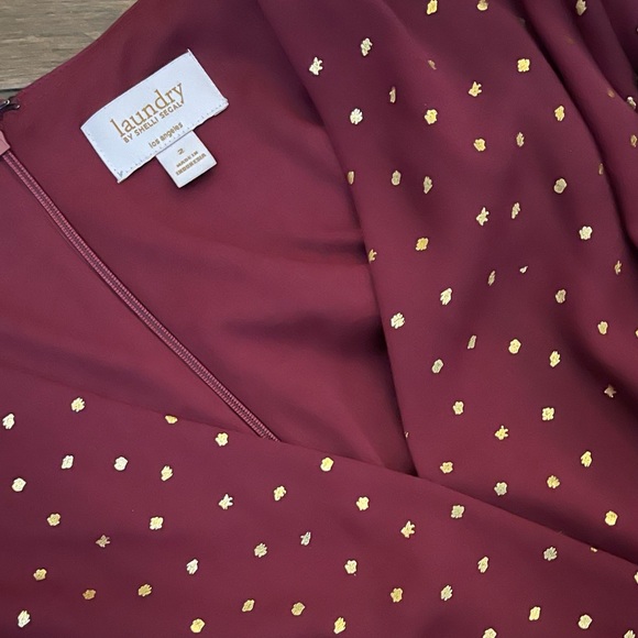 Stunning burgundy with gold dots dress. - Picture 4 of 5